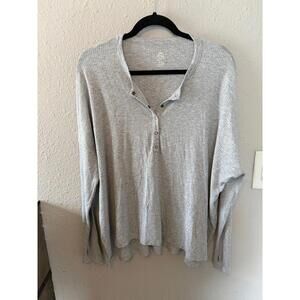 Aerie Real Soft grey ribbed oversized henley size M